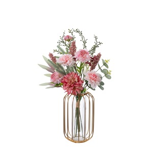 Bouquet de fleurs artificielles Travelogue, fleurs en plastique rose, tissu tissé, décoration murale, décoration intérieure CF02140 - Product Image 5