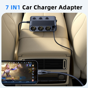 Chargeur de voiture USB C 127W avec 7 ports de charge rapide, essentiels pour les voyages en voiture, un interrupteur principal et trois interrupteurs secondaires, charge rapide - Product Image 5