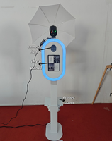 Photomaton iPad tendance en métal avec anneau lumineux RGB, panneau iPad personnalisé et étagère pour imprimante, emballage en flight case