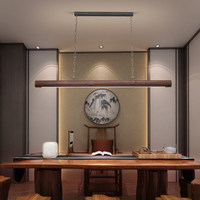 Luminaire suspendu linéaire de style rétro chinois Wabi-sabi pour restaurant, bar, bureau, restaurant japonais, LED longue, CRI élevé
