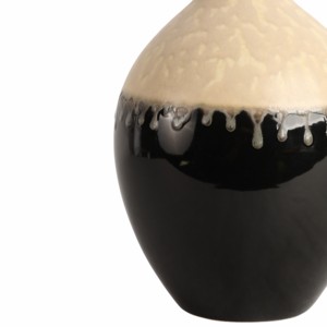 Vaso in Ceramica Bicolore con Dettagli Gocciolanti, Decorazione Contemporanea, Vaso per Fiori da Soggiorno - Product Image 4