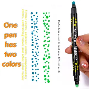 24 צבעים כפולה טיפ אקריליק צבע מרקר עט דוט סמנים עבור קרמיקה רוק זכוכית פורצלן ספל עץ בד בד ציור