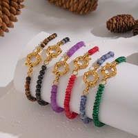 Bracelet en pierres naturelles avec fermoir à ressort en acier inoxydable plaqué or, étanche, empilable, cadeau pour femme