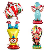 Ballons décoratifs en aluminium gonflables en forme de dessin animé, motif cirque fantaisiste, pour fête d'anniversaire d'enfants