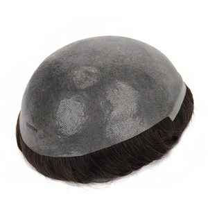 Parrucca <span class=keywords><strong>da</strong></span> <span class=keywords><strong>uomo</strong></span> sottile in PU integrale 0,8 mm con sistema di sostituzione dei capelli vergini a V-loop, toupet in capelli indiani Remy per <span class=keywords><strong>uomo</strong></span> - Product Image 4