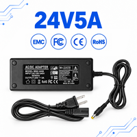 Adaptateur secteur de bureau 120W personnalisé en gros, compatible RoHS, large compatibilité, 24V 5A, prise US/AU/EU/UK