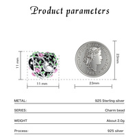 Breloque Perle d'Amour Oiseau de la Forêt en Argent Sterling 925 de Haute Qualité pour Fabrication de Bracelets et Colliers, Vente en Gros pour Cadeau, Pierre Principale Zircon