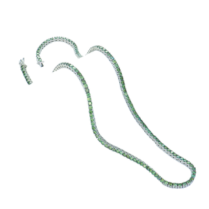 Collar de Tenis Moderno de Plata de Ley S925 con Baño de Rodio y Cadena de Eslabones de 5mm, con Moissanita Verde GRA VVS Cultivada en Laboratorio, Joyería Fina Personalizada - Product Image 1