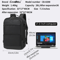 Sac à dos multifonctionnel CoolBELL pour homme, extensible, idéal pour ordinateur portable, affaires, voyage, extérieur, antivol – Article transfrontalier très prisé