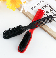 Noir rouge 2-en-1 décoloration peigne à cheveux en plastique personnalisé barbier fournitures peigne pour Salon barbier coiffure style barbe style