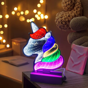يونيكورن مرآة لانهائية نفق ضوء سطح المكتب مصباح حزب ديكور المنزل - Product Image 1