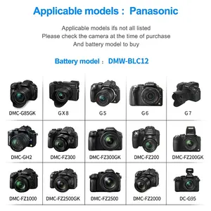 Pour <span class=keywords><strong>Panasonic</strong></span> <span class=keywords><strong>Lumix</strong></span> DMC-FZ2500FZ200FZ300G85G80G6G7GH2GX8G95G5 <span class=keywords><strong>batterie</strong></span> entièrement décodée DMW-BLC12E BLC12PP pour l'utilisation de l'appareil photo - Product Image 6