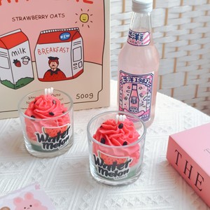 Watermelon Ice Cream Scented Candle Glass <b>Cup</b> Soy Wax Creative Home Decor Wedding Party Favor Gift - Product Image 3