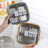 Boîte à lunch isotherme en acier inoxydable à 4 compartiments, anti-fuite, pour adultes/bureau, compatible micro-ondes, thermos, bento