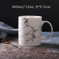 Vente en gros de tasses à café en céramique personnalisées de 12 oz, motif marbré unique, style européen moderne, blanc