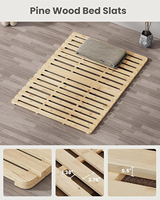 Cadre de lit en bois rétractable moderne et écologique, personnalisé, modèle 2026, en promotion, pour un aménagement minimaliste au sol