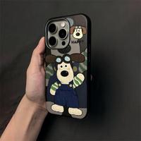 Coque de téléphone portable en TPU souple avec motif dessin animé, protection intégrale 360°, estampage à chaud, pour iPhone 13/14/15/16 Pro Max, avec grande ouverture, mignonne
