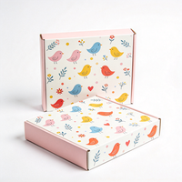 Boîte cadeau personnalisée avec motif d'oiseaux imprimé numériquement, carton ondulé multicolore, emballage écologique