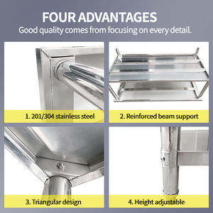 Heavy-Duty thép không gỉ bàn làm việc với có thể điều chỉnh Kệ thương mại nhà bếp thép chế tạo bàn làm việc - Product Image 5