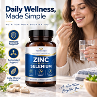 Capsules de zinc et sélénium OEM ODM, marque privée, cGMP, végétaliennes, sans OGM, complément alimentaire minéral quotidien, 90 unités