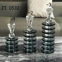 Ensemble de porte-bougies en cristal de luxe moderne avec disques empilés pour la décoration de table d'hôtel, centre de table de salon, décoration intérieure, cadeau