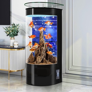 Modern Standing Half <strong>Round</strong> Large <strong>Fish</strong> <strong>Tank</strong> for Living Room with Self-Circulating Filtration and No Water Change Required - Product Image 3