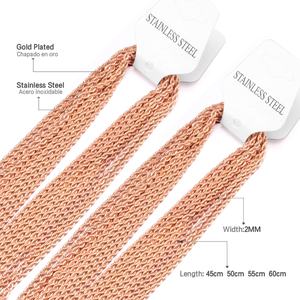 Cadena de Acero Inoxidable Chapada en Oro/Plata de 45-60cm de Largo y 2mm de Grosor, Económica, al por Mayor, con Cierre de Langosta, Popular y a la Moda - Product Image 4