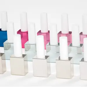 12ml benutzer definierte quadratische weiße UV-Gel Nagel entferner Flaschen Luxus einzigartige leere Nagellack flasche mit Pinsel
