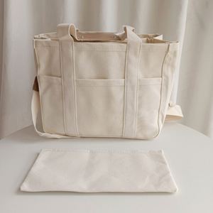 Women's <b>Canvas</b> Crossbody Shoulder Handbag with Multi-Pockets Solid Color <b>Tote</b> Bag with Open Closure Compartments - Product Image 3