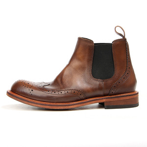 Bottines Chelsea pour hommes, bottines à lacets, cuir de vachette pleine fleur brun, couleur patinée à la main, 531 3 - Product Image 2