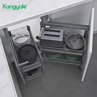 Système de tiroir d'angle pour armoire de cuisine Kangyale, montage en bas, tiroir coulissant magique, panier de rangement d'angle, panier coulissant magique d'angle