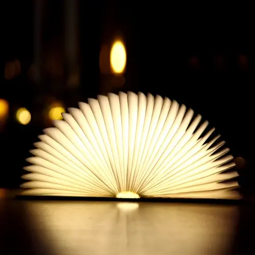 Smart Small Foldable Wood Style Grain Portable Night Light Mini Wooden Reading Rechargeable Usb Folding Led Book Lamps Light