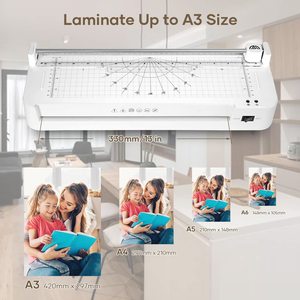 Máquina laminadora de oficina de película de bolsa FN337 <span class=keywords><strong>A3</strong></span>, formato ancho 320 para documentos <span class=keywords><strong>A4</strong></span> A5 A6, fotos, tarjetas de identificación, cortador de papel - Product Image 4