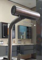 Robinet de cuisine moderne et contemporain en acier inoxydable brossé avec douchette extractible, eau chaude/froide, monocommande, pour hôtels et salles de bain