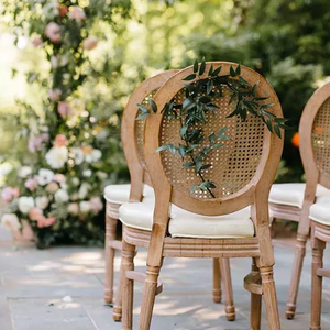 Chaise <span class=keywords><strong>de</strong></span> <span class=keywords><strong>salle</strong></span> à manger classique en rotin français avec dossier rembourré, style château - Product Image 2