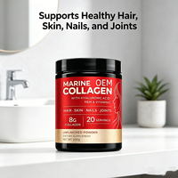 Collagène marin en poudre de type I pour la peau et le soutien des articulations, peptides de collagène hydrolysés, contient de l'acide hyaluronique et de la vitamine C