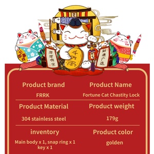 Jaula de Castidad Metálica Exquisita con Diseño de Gato de la Suerte, Bloqueo de Esperma Masculino, Juguete Sexual para Entrenamiento de Abstinencia en Pareja, Juguetes de Bondage SM para Adultos al por Mayor - Product Image 2