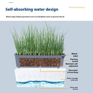 Jardinière suspendue carrée en plastique moderne auto-absorbante Long pot de fleurs pour fenêtres étroites pour balcon et intérieur - Product Image 4