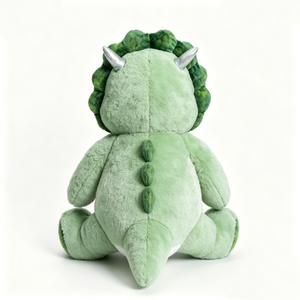 Peluche Triceratops, peluche dinosaure, peluche verte en forme de dinosaure, Triceratops à cornes argentées, jouet dinosaure pour enfants, peluche dinosaure moelleuse - Product Image 1