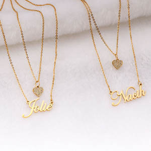 Gioielli di moda in acciaio inossidabile <span class=keywords><strong>doppio</strong></span> strato di diamanti collana con ciondolo personalizzato con <span class=keywords><strong>nome</strong></span> personalizzato collane <span class=keywords><strong>per</strong></span> donne ragazze - Product Image 3