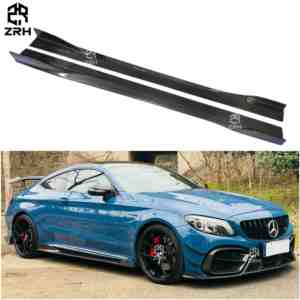 Jupes latérales en fibre de carbone style IMP pour <span class=keywords><strong>Mercedes</strong></span> Classe <span class=keywords><strong>C</strong></span> W205 C63 AMG Coupé Berline Kit carrosserie d'extension de jupes latérales sport - Product Image 1