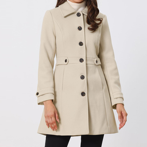 Classico Cappotto Invernale da Donna in Lana, Lungo e Monopetto, Caldo e Confortevole, Tinta Unita, Taglie Grandi, Stile Inglese - Product Image 5