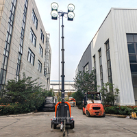 Générateur mobile portable, mât télescopique, tour d'éclairage à LED de 400 W à 1000 W avec base à pousser à la main pour chantier de construction et exploitation minière