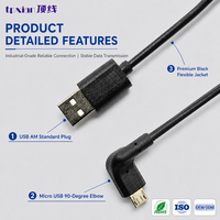 Câble USB vers Micro USB personnalisé à angle droit de 90 degrés pour la synchronisation des données et la charge rapide des téléphones mobiles, tablettes et appareils photo Android