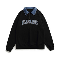 Mode Street Wear unisexe printemps sweats 100 coton éponge 1/4 fermeture éclair col en jean personnalisé brodé hommes sweats