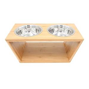 2025 BSCI doğal ahşap <span class=keywords><strong>Pet</strong></span> besleyici kedi besleyici çift kaseler ahşap köpek besleyici - Product Image 1