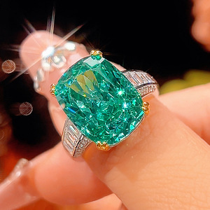 Nouvelle bague haut de gamme 2025 en cuivre plaqué or, imitation nid d'oiseau Chopala vert, pour femme, 12*16 - Product Image 2