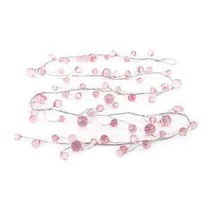 Guirlande de perles de noël en acrylique, ornement de fête rose clair, décor charmant fait à la main, pour mariage, nouvel-an, 2022