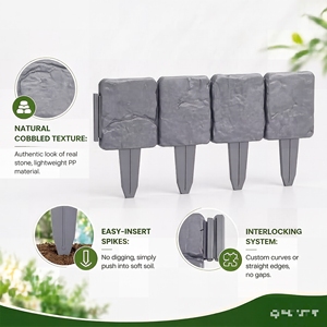 Clôture <span class=keywords><strong>de</strong></span> <span class=keywords><strong>jardin</strong></span> moderne <span class=keywords><strong>en</strong></span> plastique emboîtable, étanche, aspect <span class=keywords><strong>pierre</strong></span>, sans creuser, pour aménagement paysager, <span class=keywords><strong>bordure</strong></span> <span class=keywords><strong>de</strong></span> pelouse, assemblage DIY, économique - Product Image 4