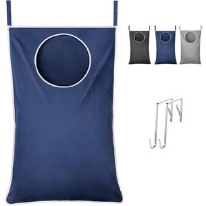 Panier à linge suspendu sur porte, grand sac pliable avec crochet pour salle de bain, bleu foncé, 22,4x36,2x0,4 pouces - Product Image 1
